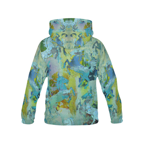 Rearing Horses grunge style painting All Over Print Hoodie for Men (USA Size) (Model H13)