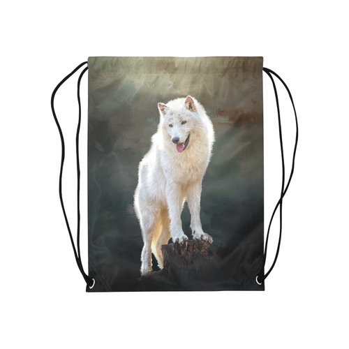 A wonderful painted arctic wolf Medium Drawstring Bag Model 1604 (Twin Sides) 13.8"(W) * 18.1"(H)