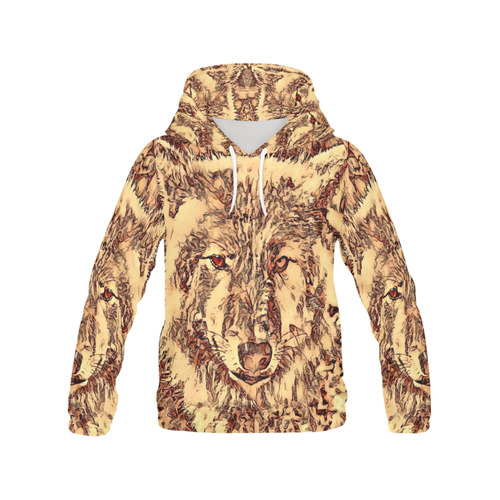 Animal ArtsStudio- amazing wolf CP All Over Print Hoodie for Women (USA Size) (Model H13)