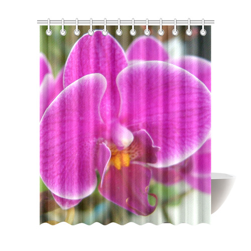 Pink Orchid Floral Art Shower Curtain 72"x84"