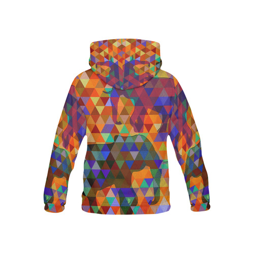 Modern Triangle Pattern Elephants All Over Print Hoodie for Kid (USA Size) (Model H13)