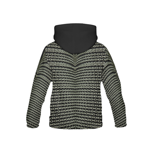 SILVER METAL CHAINS mirrored - Black Background All Over Print Hoodie for Kid (USA Size) (Model H13)