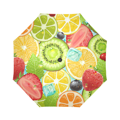 Strawberry Kiwi Orange Fruit Auto-Foldable Umbrella (Model U04)