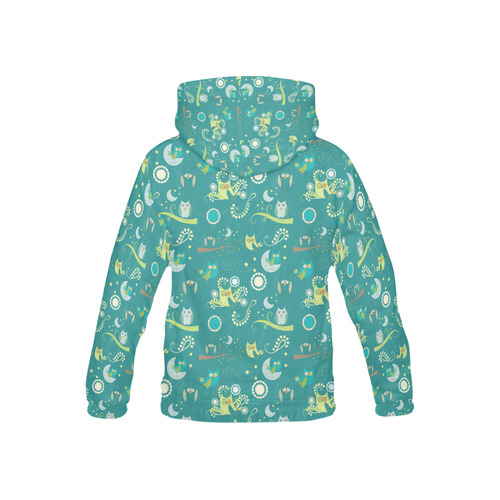 Cute colorful night Owls moons and flowers All Over Print Hoodie for Kid (USA Size) (Model H13)