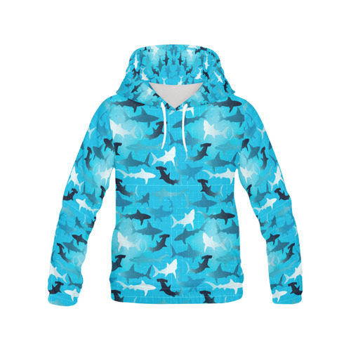 sharks! All Over Print Hoodie for Women (USA Size) (Model H13)