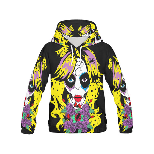 gothic sugarskull large All Over Print Hoodie for Women (USA Size) (Model H13)