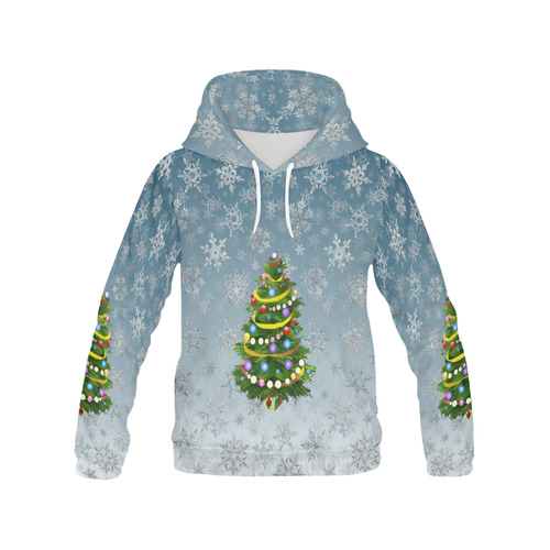 Christmas Tree, snowflakes All Over Print Hoodie for Men (USA Size) (Model H13)