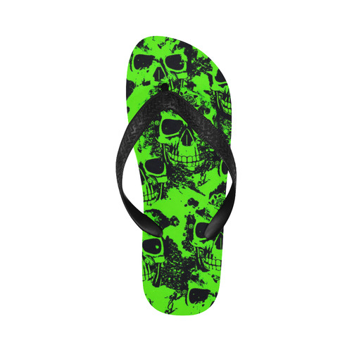cloudy Skulls black green by JamColors Flip Flops for Men/Women (Model 040)