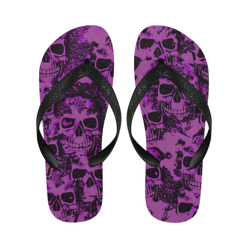 cloudy Skulls black purple by JamColors Flip Flops for Men/Women (Model 040)