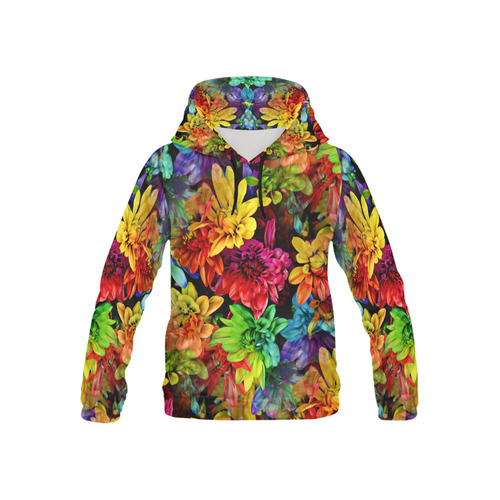 Photography Colorfully Asters Flowers Pattern All Over Print Hoodie for Kid (USA Size) (Model H13)