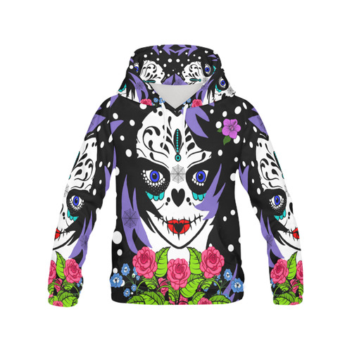 emo sugarskull large All Over Print Hoodie for Women (USA Size) (Model H13)