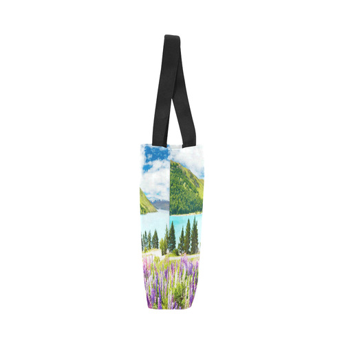 Mountain Landscape Floral Lake Trees Canvas Tote Bag (Model 1657)