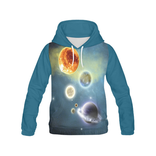 Space scenario with  meteorite sun and planets All Over Print Hoodie for Men (USA Size) (Model H13)