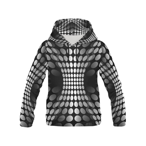 Abstract Dots HOURGLASS black grey white All Over Print Hoodie for Women (USA Size) (Model H13)