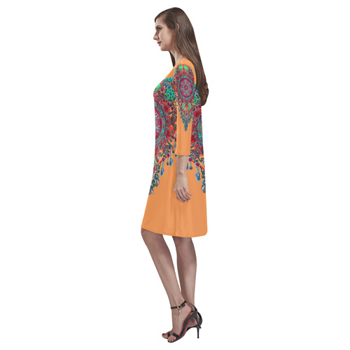 colorful embroidery by Sandrine Kespi Rhea Loose Round Neck Dress(Model D22)