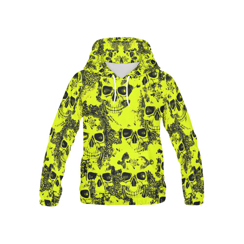 cloudy Skulls black yellow by JamColors All Over Print Hoodie for Kid (USA Size) (Model H13)