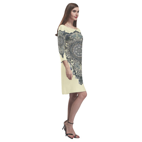 metallic embroidery by Sandrine Kespi Rhea Loose Round Neck Dress(Model D22)