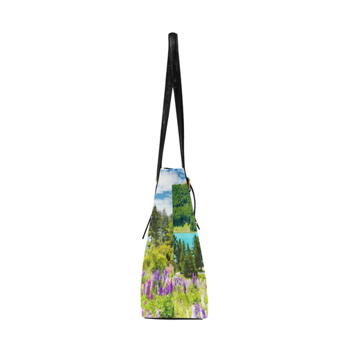 Mountain Landscape Floral Lake Trees Euramerican Tote Bag/Large (Model 1656)