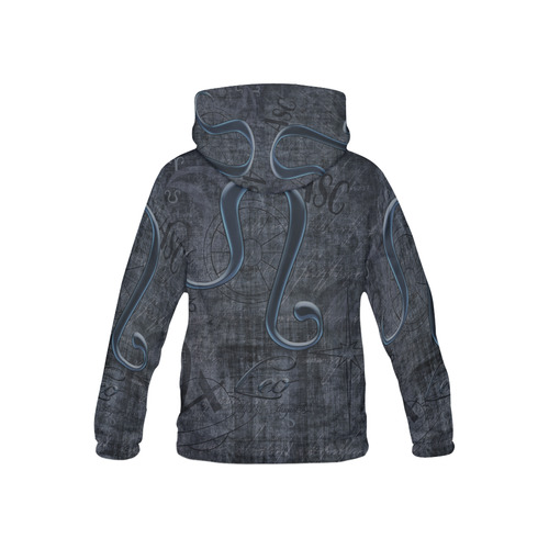 Astrology Zodiac Sign Leo in Grunge Style All Over Print Hoodie for Kid (USA Size) (Model H13)