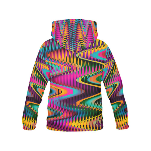 WAVES DISTORTION chevrons multicolored All Over Print Hoodie for Women (USA Size) (Model H13)