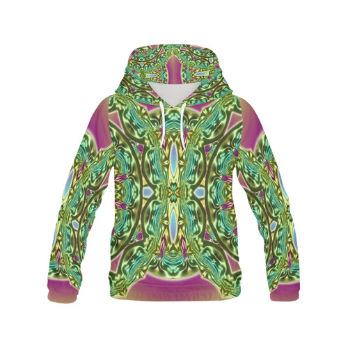 One and two half MANDALA green magenta cyan All Over Print Hoodie for Men (USA Size) (Model H13)