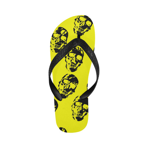hot skulls, yellow by JamColors Flip Flops for Men/Women (Model 040)