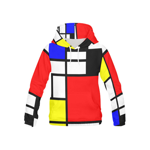 Mosaic DE STIJL Style black yellow red blue All Over Print Hoodie for Kid (USA Size) (Model H13)