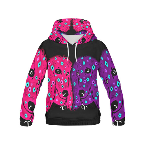 doodle dogs Doris and Boris All Over Print Hoodie for Women (USA Size) (Model H13)