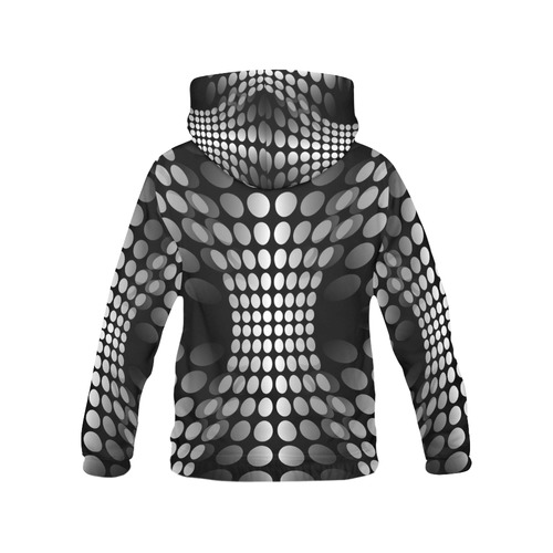 Abstract Dots HOURGLASS black grey white All Over Print Hoodie for Women (USA Size) (Model H13)