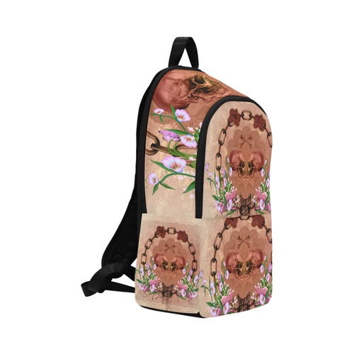Awesome skulls with flowres Fabric Backpack for Adult (Model 1659)