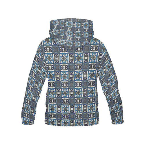 Gray and Blue All Over Print Hoodie for Women (USA Size) (Model H13)