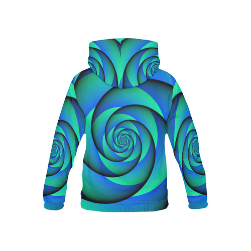 POWER SPIRAL - WAVES blue green All Over Print Hoodie for Kid (USA Size) (Model H13)