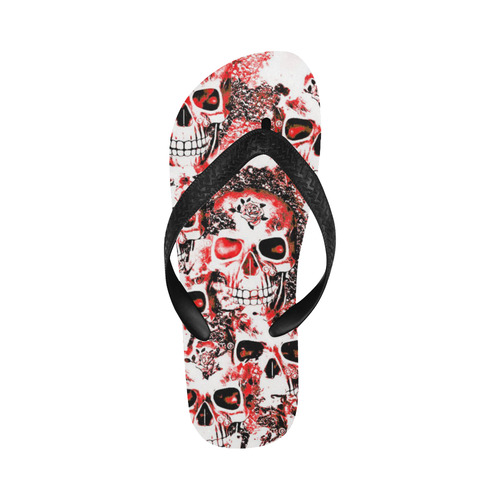 cloudy Skulls white red by JamColors Flip Flops for Men/Women (Model 040)