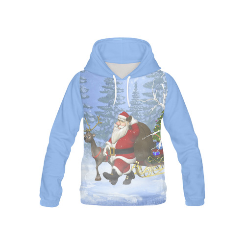 Santa and his Reindeer in the forest Christmas All Over Print Hoodie for Kid (USA Size) (Model H13)