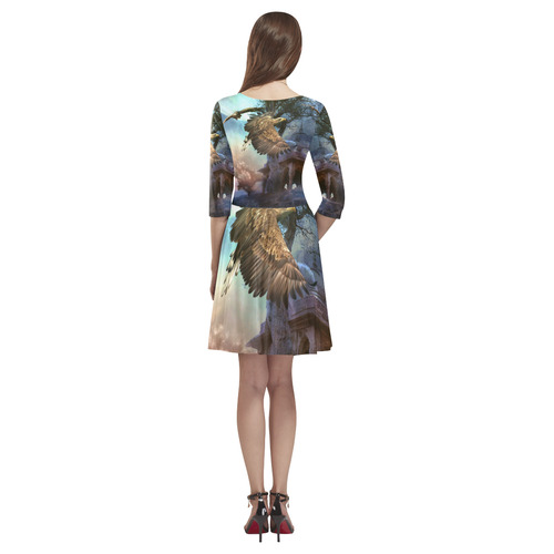 Awesome flying eagle Tethys Half-Sleeve Skater Dress(Model D20)