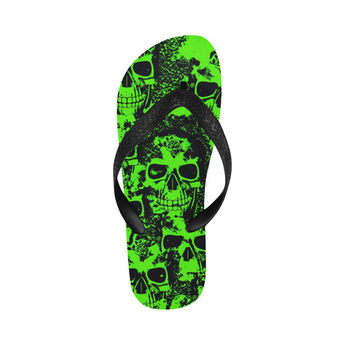 cloudy Skulls black green by JamColors Flip Flops for Men/Women (Model 040)
