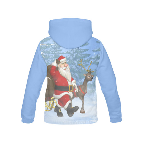 Santa and his Reindeer in the forest Christmas All Over Print Hoodie for Men (USA Size) (Model H13)