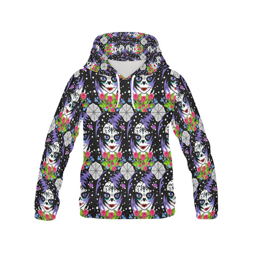 emo sugarskull All Over Print Hoodie for Women (USA Size) (Model H13)
