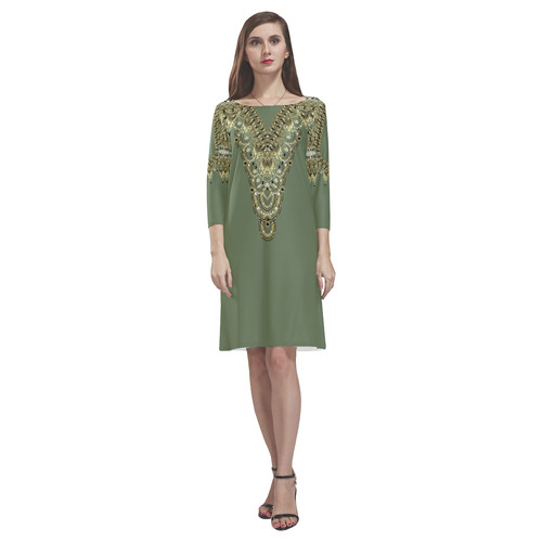 golden oxydized jewels by Sandrine Kespi Rhea Loose Round Neck Dress(Model D22)