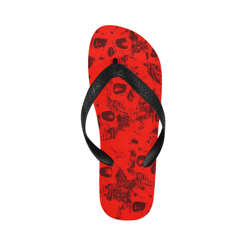 cloudy Skulls red by JamColors Flip Flops for Men/Women (Model 040)