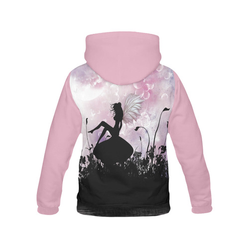 Pink Fairy Silhouette with bubbles All Over Print Hoodie for Men (USA Size) (Model H13)