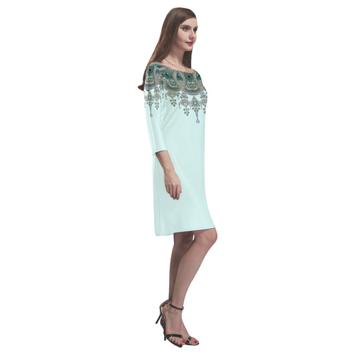 green and silver jewels design by Sandrine Kespi Rhea Loose Round Neck Dress(Model D22)