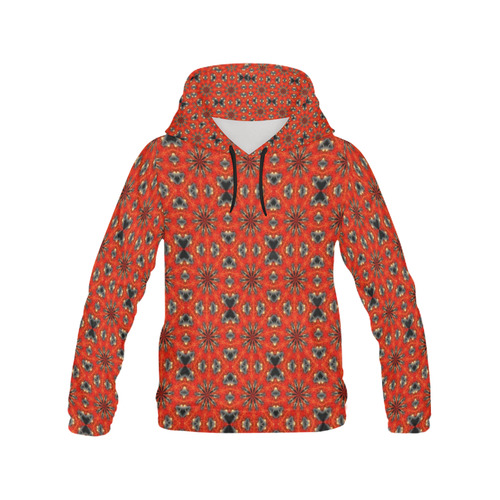 Red Geometric All Over Print Hoodie for Women (USA Size) (Model H13)