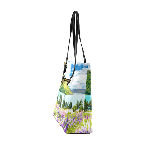 Mountain Landscape Floral Lake Trees Euramerican Tote Bag/Small (Model 1655)