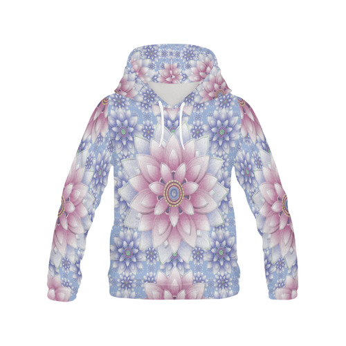 Ornaments pink+blue, pattern All Over Print Hoodie for Women (USA Size) (Model H13)