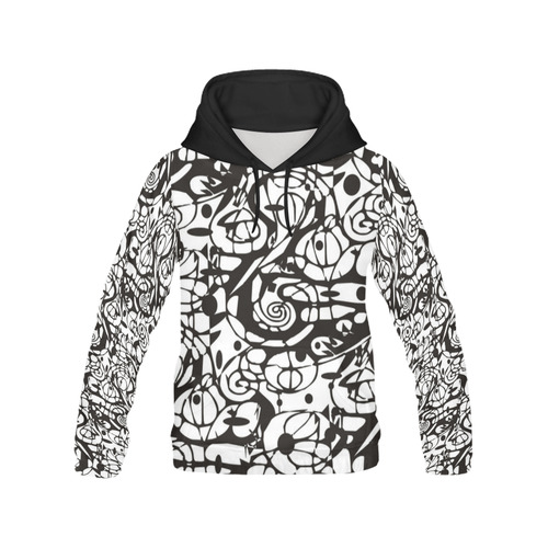 Crazy Spiral Shapes Pattern - Black White All Over Print Hoodie for Men (USA Size) (Model H13)