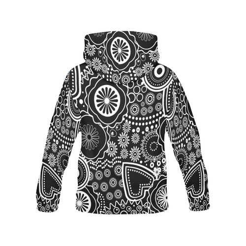 black and white All Over Print Hoodie for Women (USA Size) (Model H13)