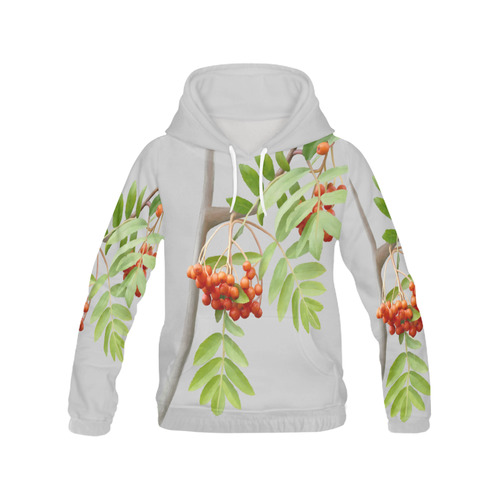 Rowan tree plant watercolor All Over Print Hoodie for Women (USA Size) (Model H13)