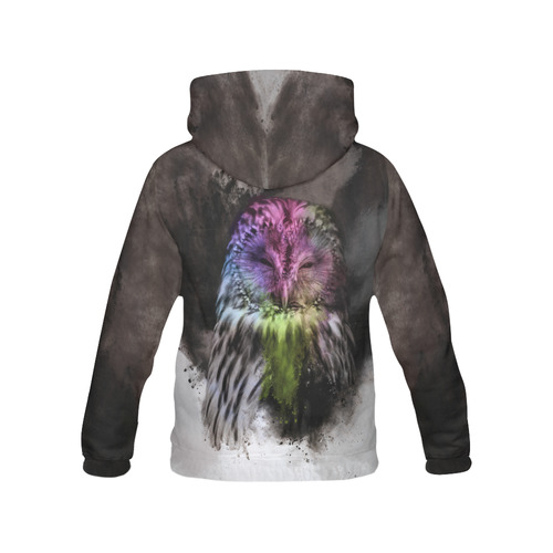 Abstract colorful owl All Over Print Hoodie for Women (USA Size) (Model H13)