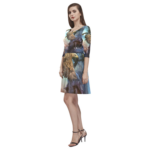 Awesome flying eagle Tethys Half-Sleeve Skater Dress(Model D20)